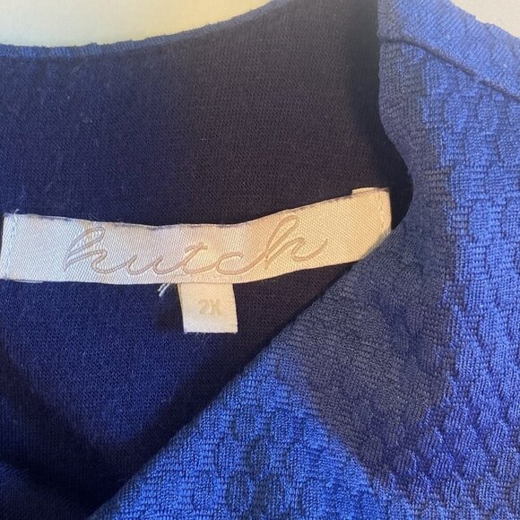 Hutch Anthropologie Dress 2X Blue Pink And Purple Color Block Fit & Flare Preppy - Picture 6 of 9